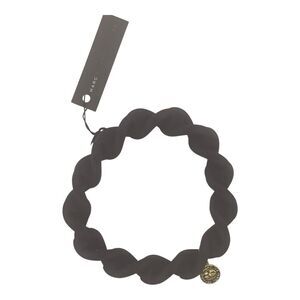 Marc by Marc Jacobs Black Rubber Link Chain Bracelet Gold Charm